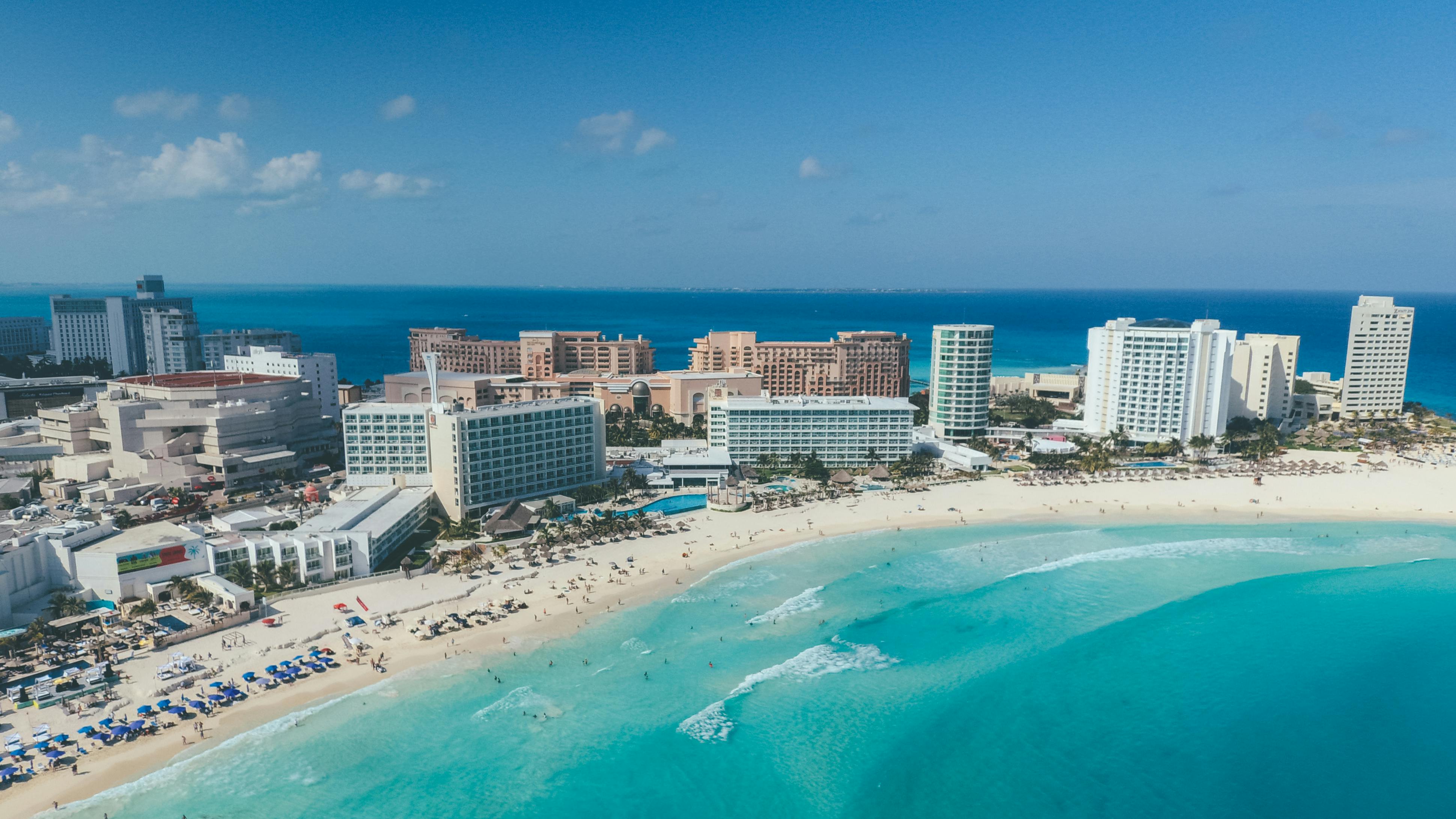 Beautiful Cancun beach with turquoise water